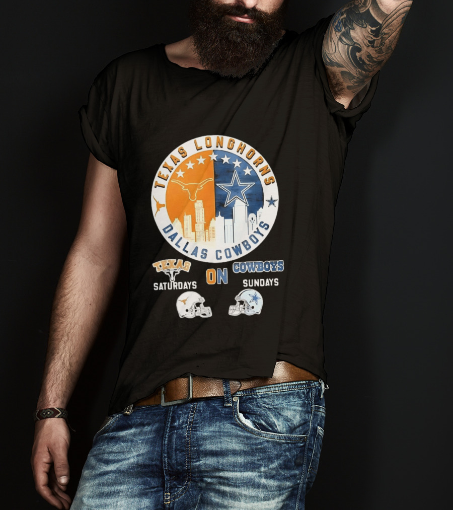 Texas Longhorns Dallas Cowboys Saturdays Sundays Football Rivalry Mashup T-Shirt