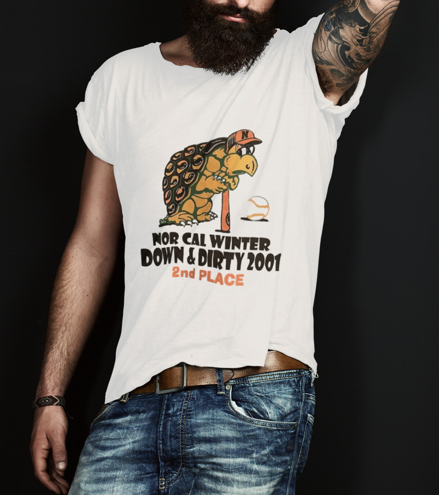 Nor Cal Winter Down And Dirty 2001 2nd Place Turtle Bat And Ball T-Shirt