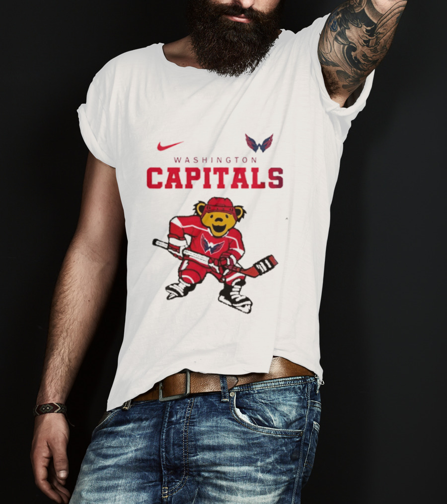 Washington Capitals Grateful Dead Deadhead Bear Hockey Nike Collaboration T-Shirt