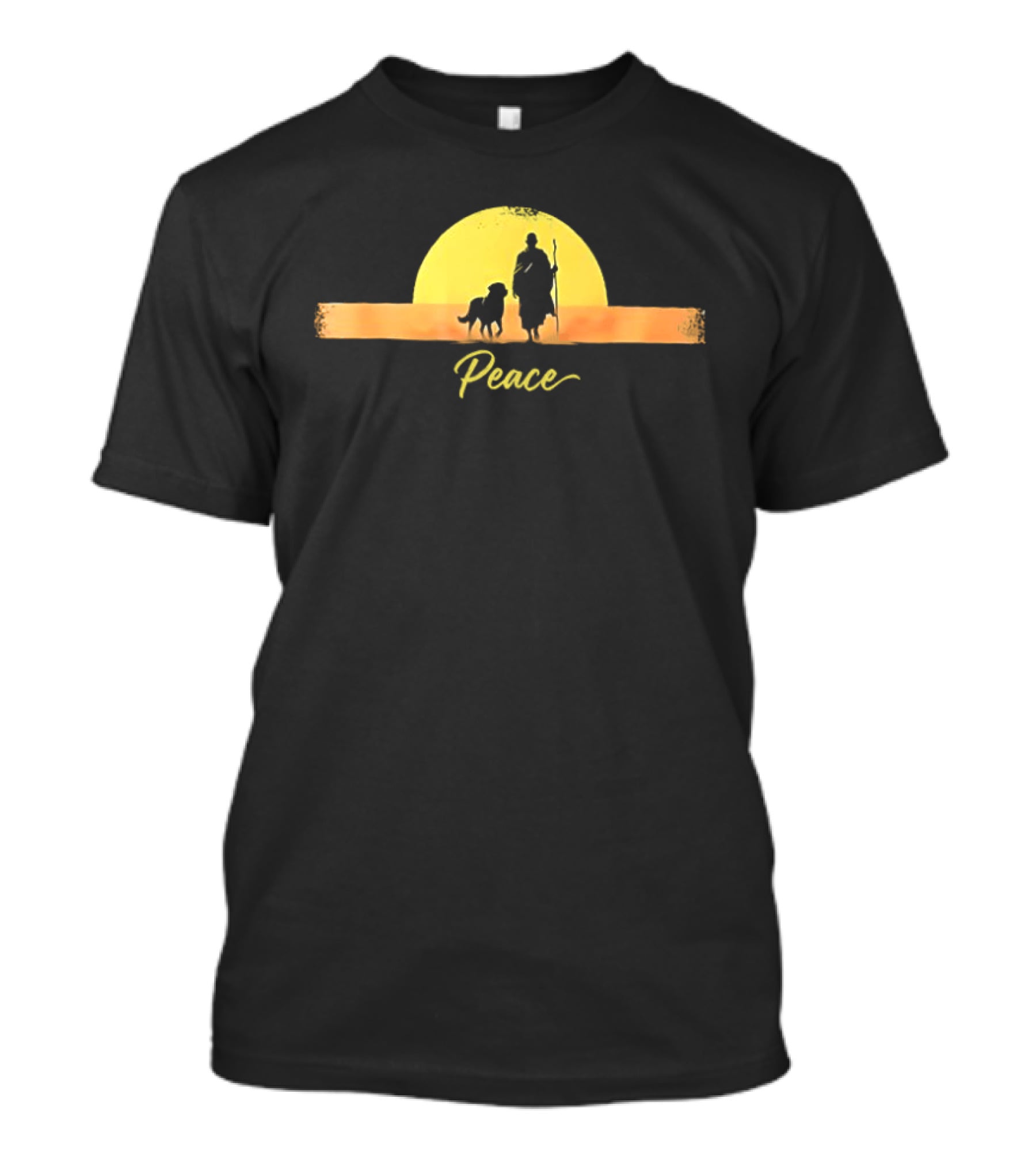 Sunset Walk For Peace Monks And Aloka Dog T-Shirt