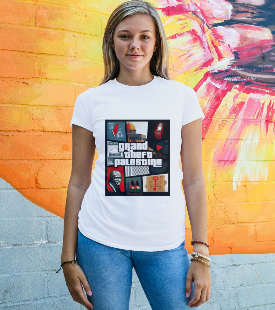 Grand Theft Palestine Dome Of The Rock Sea To Sea Free Palestine RPG Key 55 Flag Cover T-Shirt