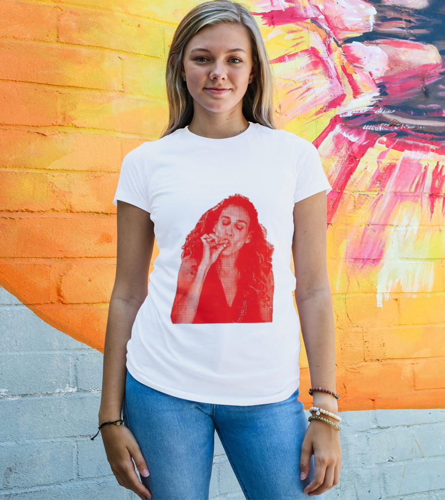 Lit Carrie Smoking Scene Red Artistic T-Shirt