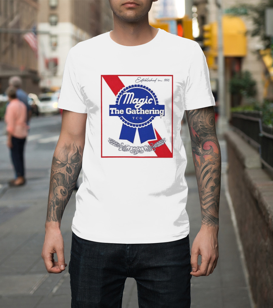 Magic The Gathering Pabst Established 1993 Vintage Style Ribbon T-Shirt