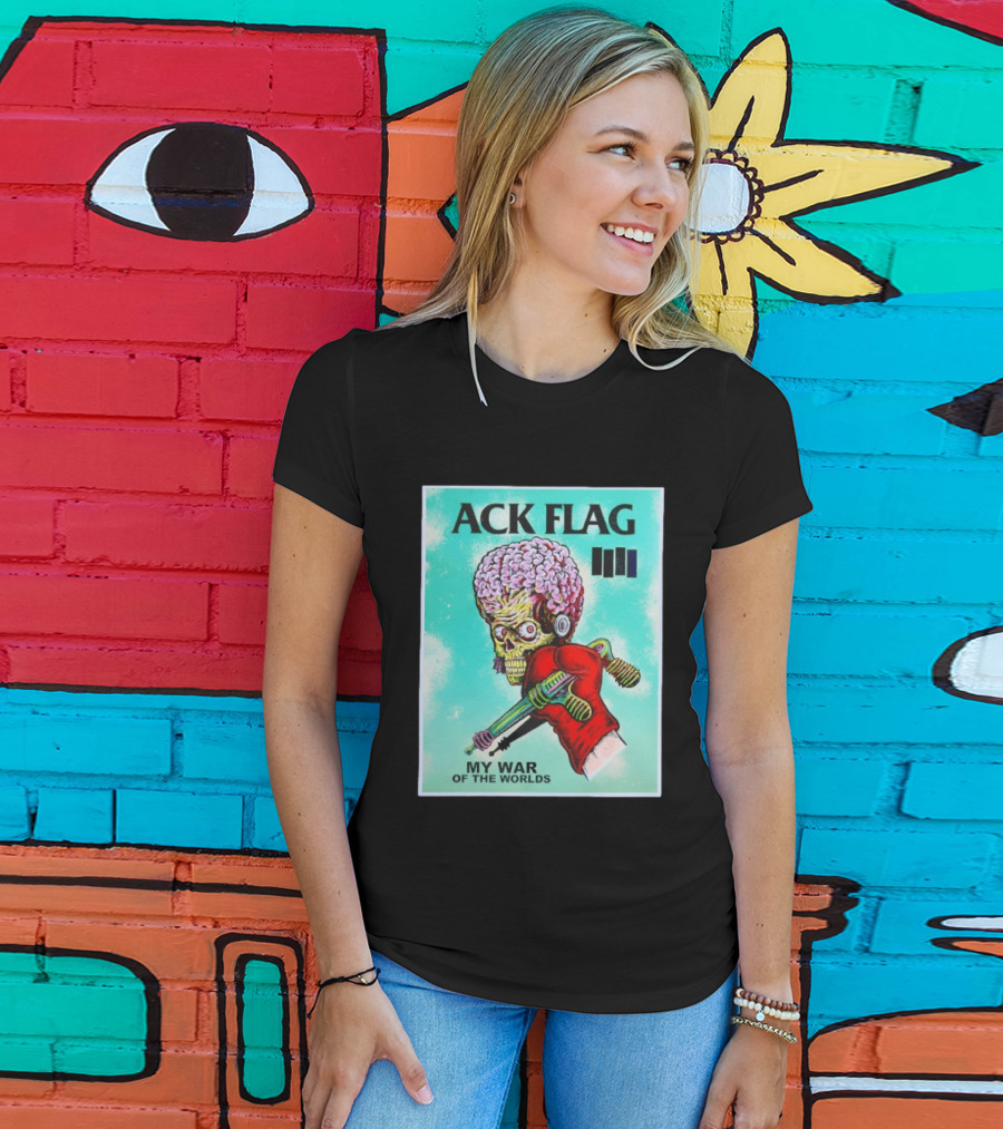 Ack Flag Martian Warrior My War Of The Worlds Retro Sci Fi T-Shirt