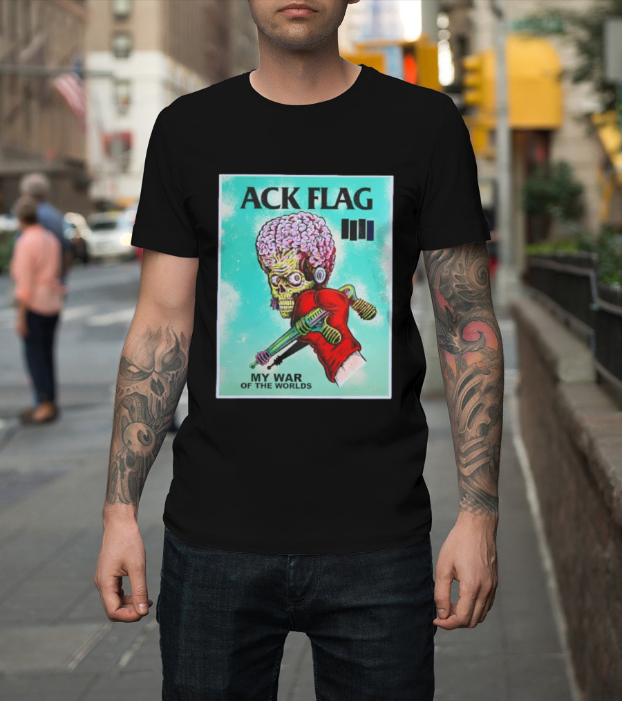 Ack Flag Martian Warrior My War Of The Worlds Retro Sci Fi T-Shirt