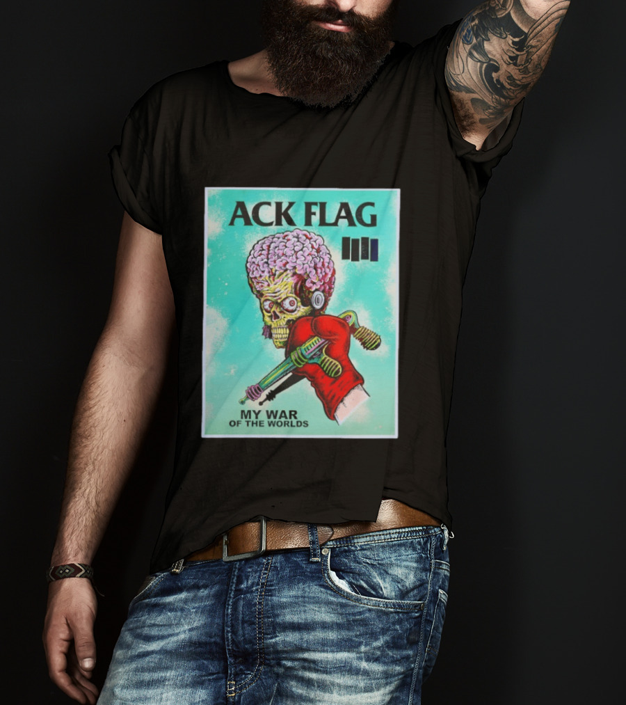 Ack Flag Martian Warrior My War Of The Worlds Retro Sci Fi T-Shirt