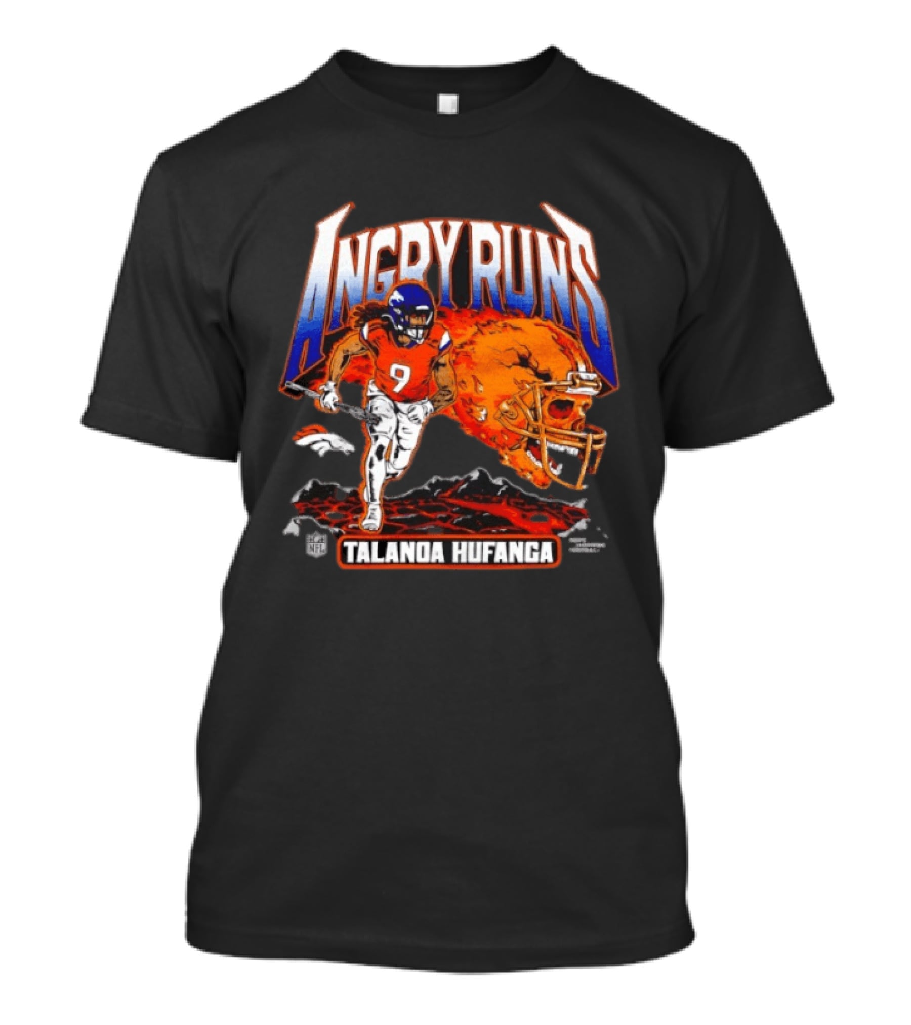 Angry Runs Talanoa Hufanga Denver Broncos NFL Football Action 2025 T-Shirt