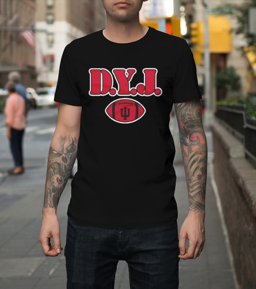 Indiana University Football D.Y.J. IU Logo Red Football T-Shirt
