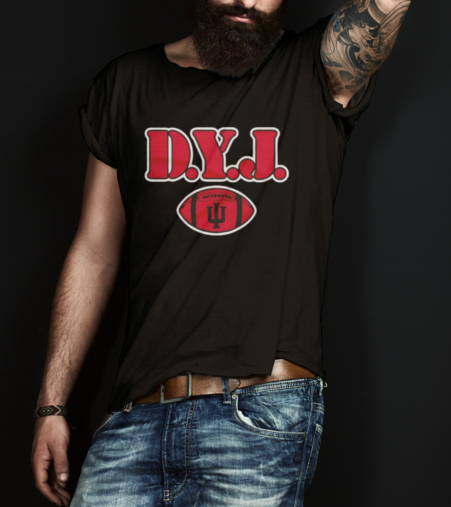 Indiana University Football D.Y.J. IU Logo Red Football T-Shirt