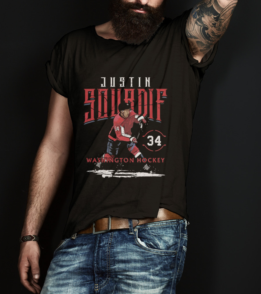 Justin Sourdif 34 Washington Hockey NHL Player T-Shirt