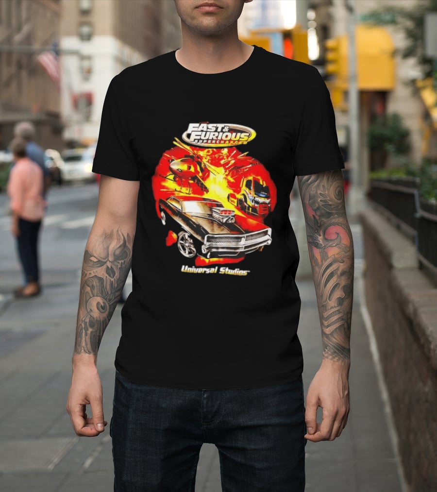 Fast & Furious Supercharged Car Explosion Universal Studios T-Shirt
