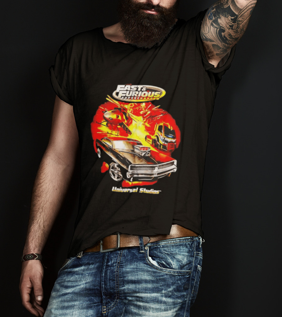Fast & Furious Supercharged Car Explosion Universal Studios T-Shirt