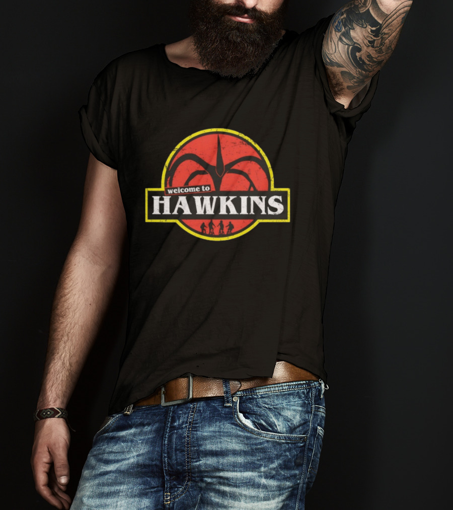 Welcome To Hawkins Stranger Things Demogorgon Hawkins Indiana Biking Adventure T-Shirt