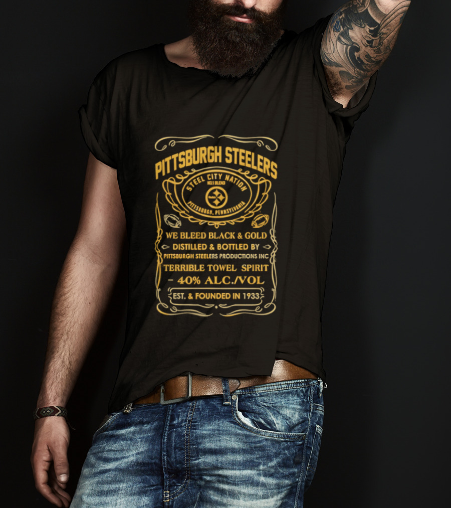 Pittsburgh Steelers Terrible Towel Spirits Established 1933 Black And Gold T-Shirt