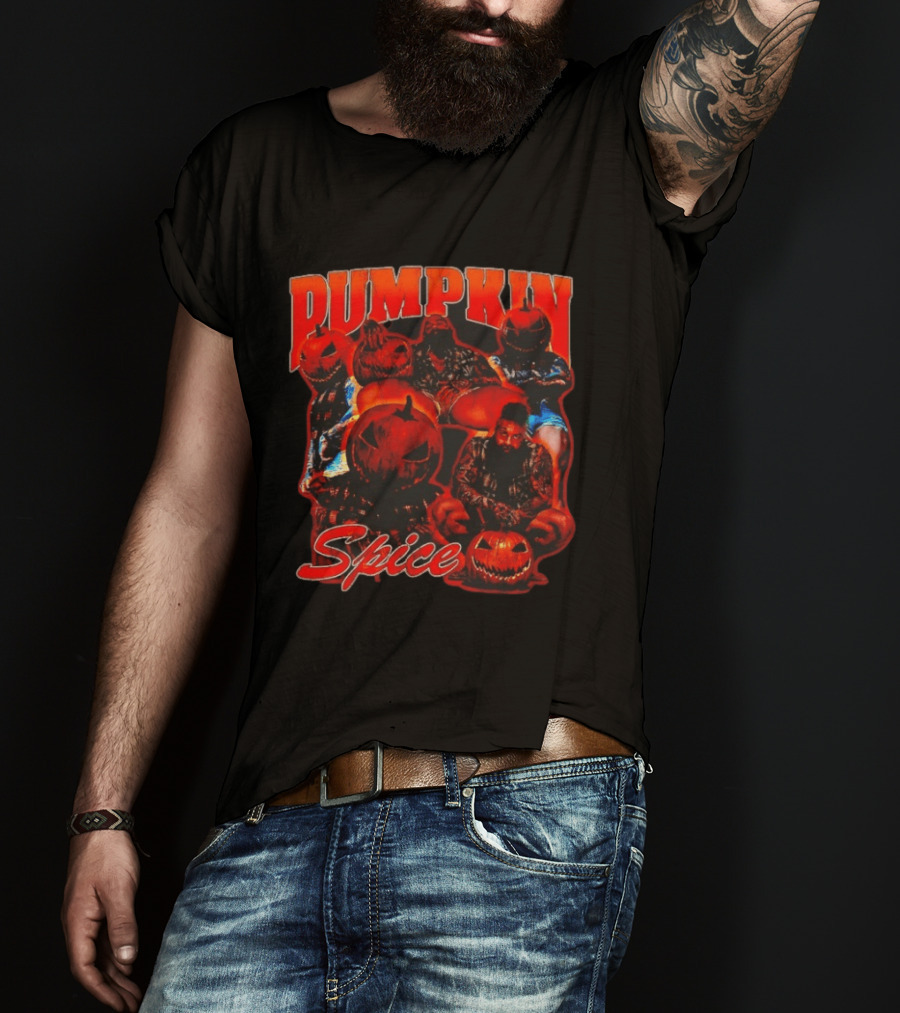 Pumpkin Spice Halloween Aesthetic With Jack O' Lantern Faces T-Shirt