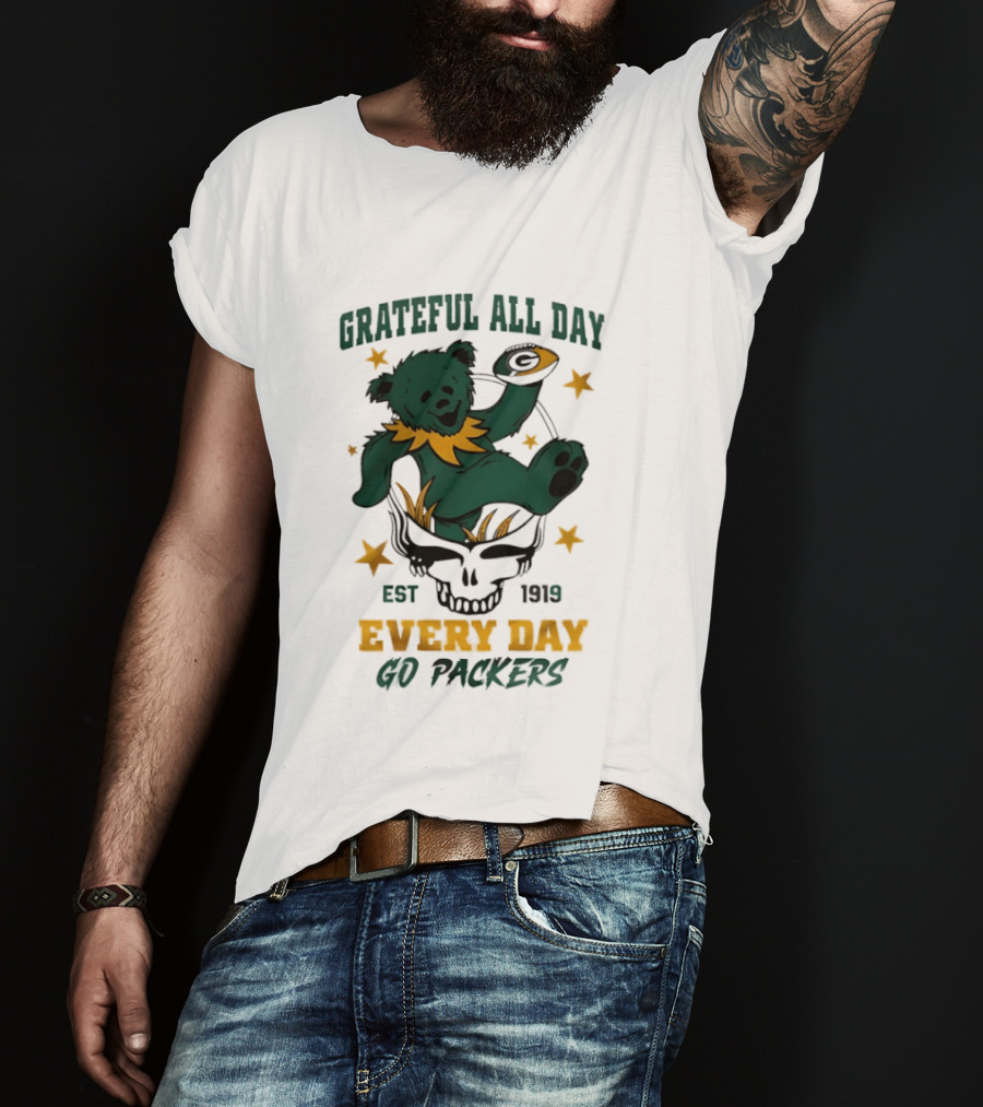 Grateful All Day Every Day Go Packers Est 1919 T-Shirt