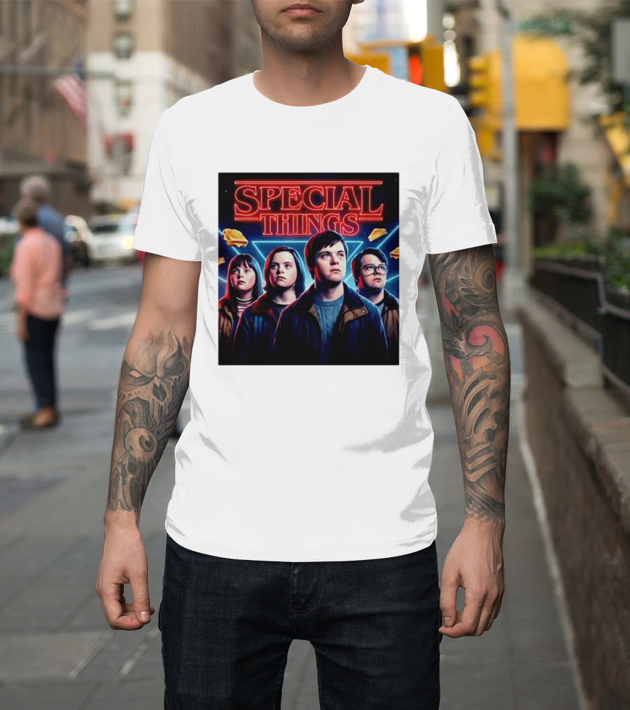 SPECIAL THINGS Retro 80s Neon Style Adventure Mystery Series T-Shirt