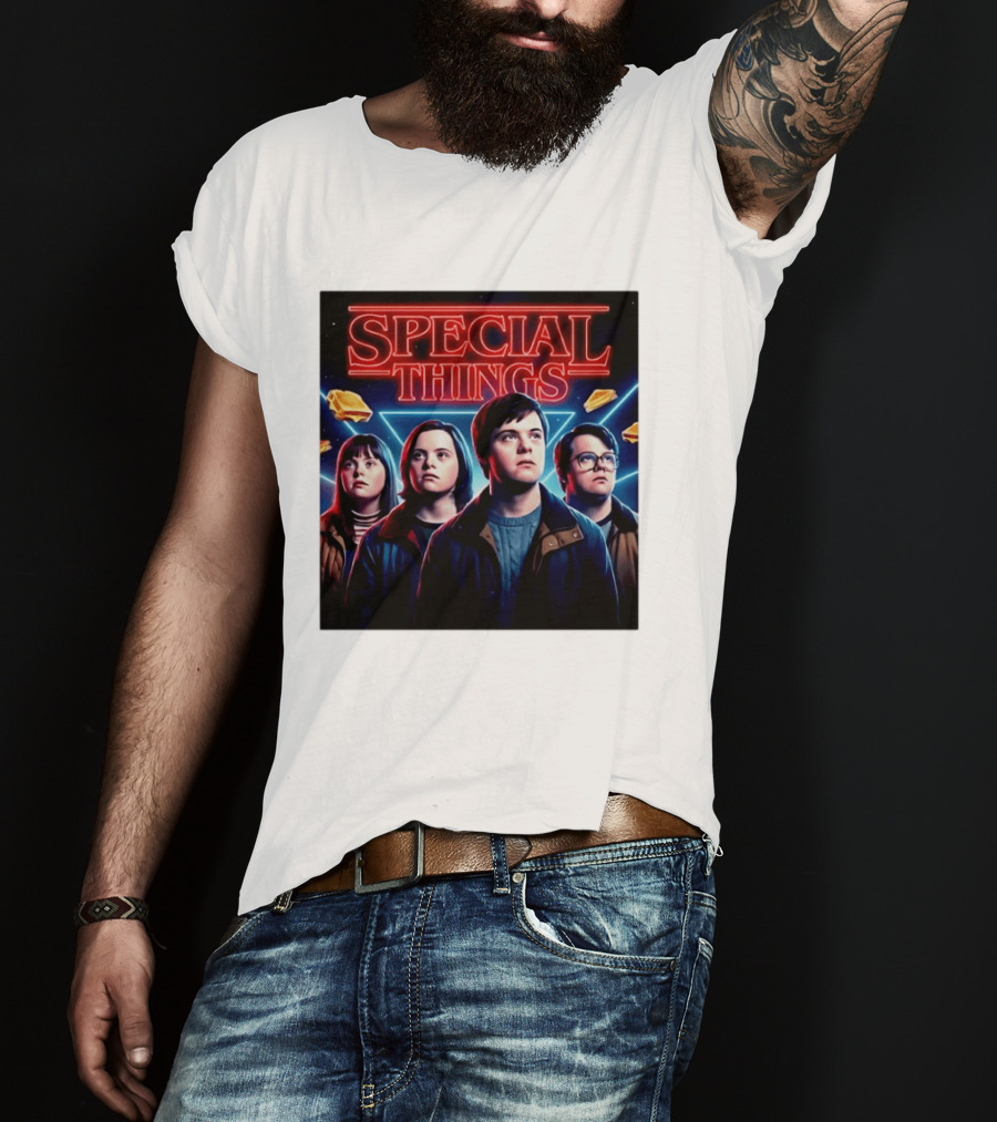 SPECIAL THINGS Retro 80s Neon Style Adventure Mystery Series T-Shirt