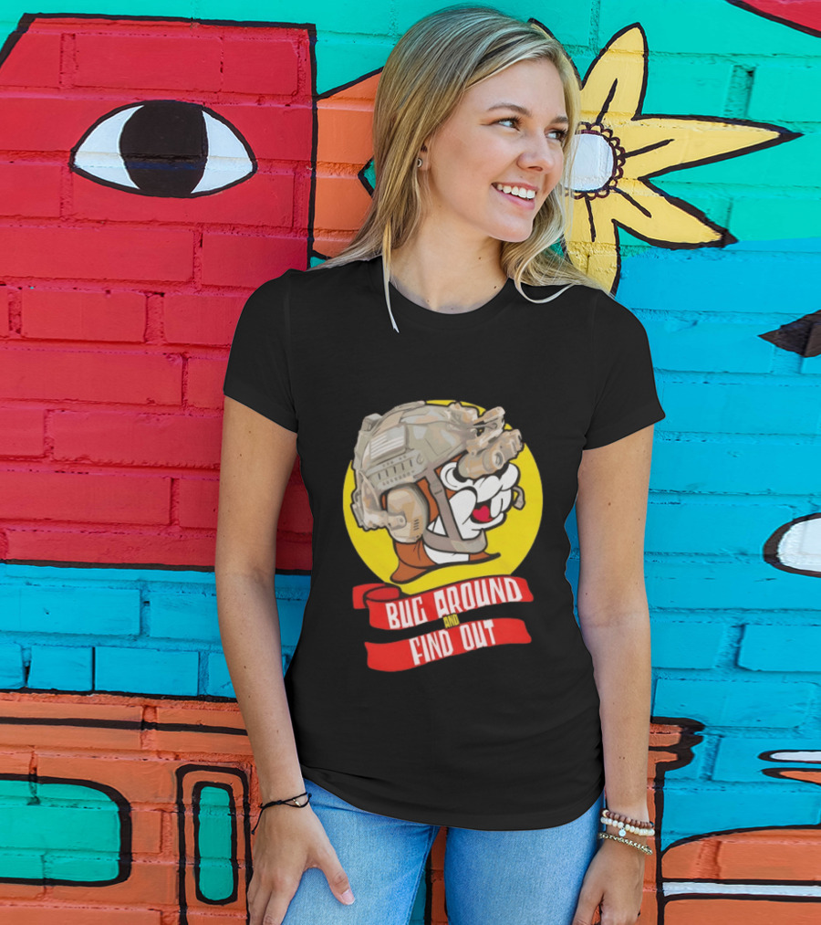 Beaver Army Bug Around And Find Out Helmet Cartoon Fandom T-Shirt