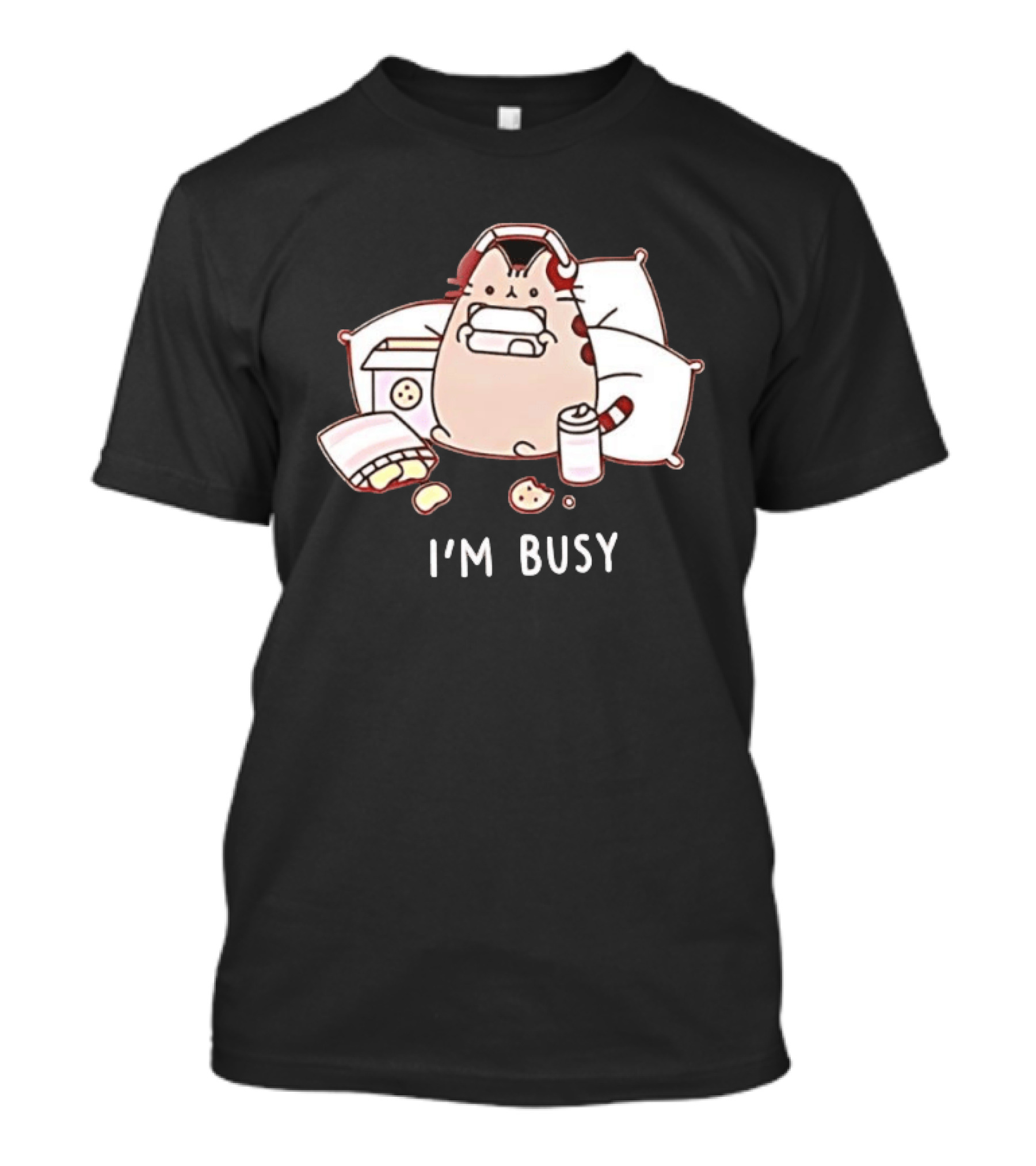 I'm Busy Cat Snack Time With Pizza Chips And Soda T-Shirt