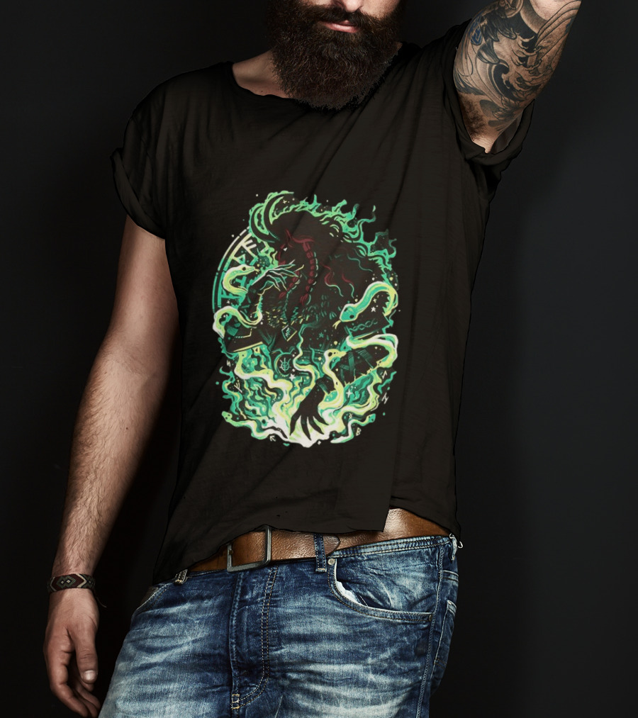 Loki Norse God Of Mischief Mythology With Serpents And Runes T-Shirt
