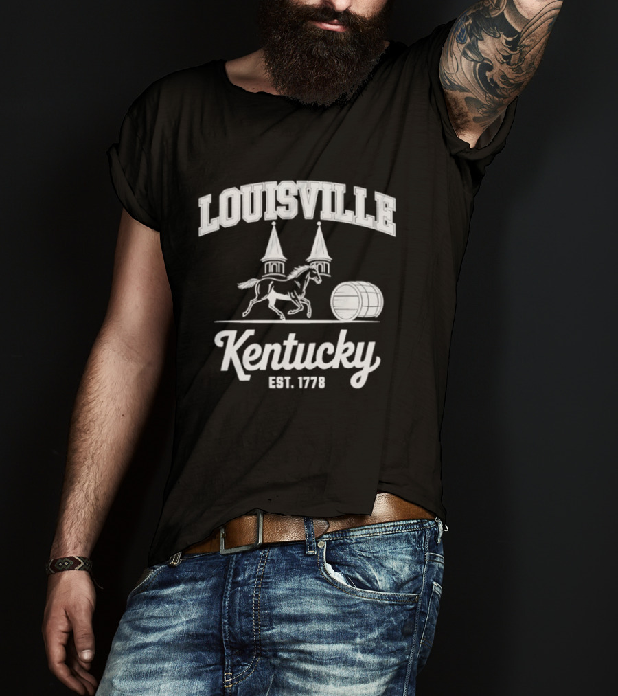 Louisville Kentucky Est 1778 Traditions Horse Racing Barrel T-Shirt
