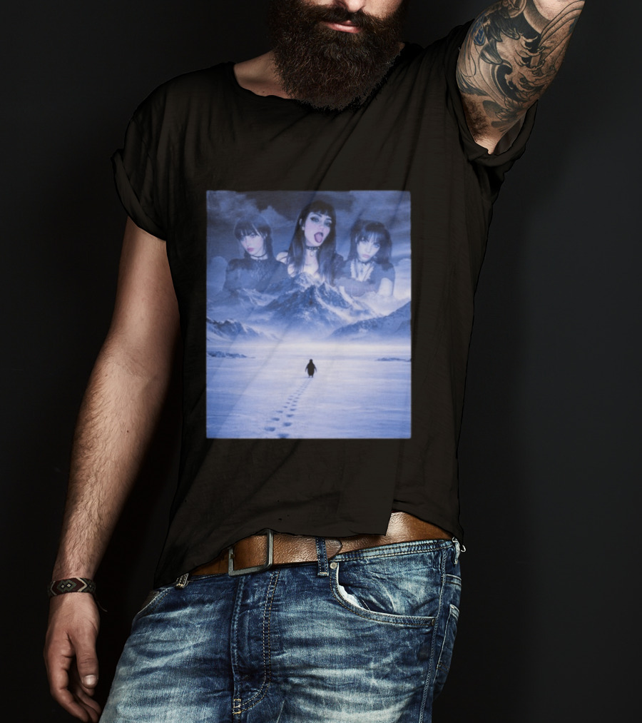 Nihilist Penguin Goth Girls Dark Winter Mountain Scene T-Shirt