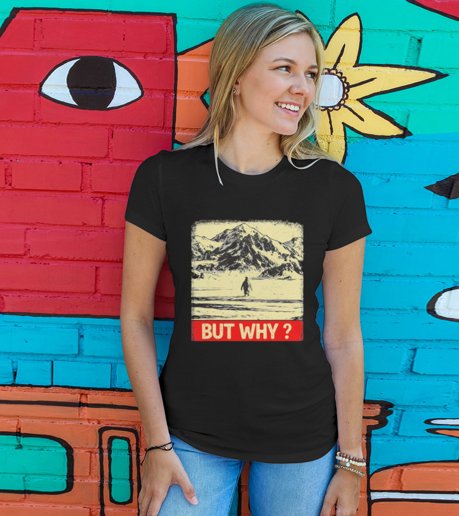 Penguin Meme But Why Mountains Winter Scene T-Shirt