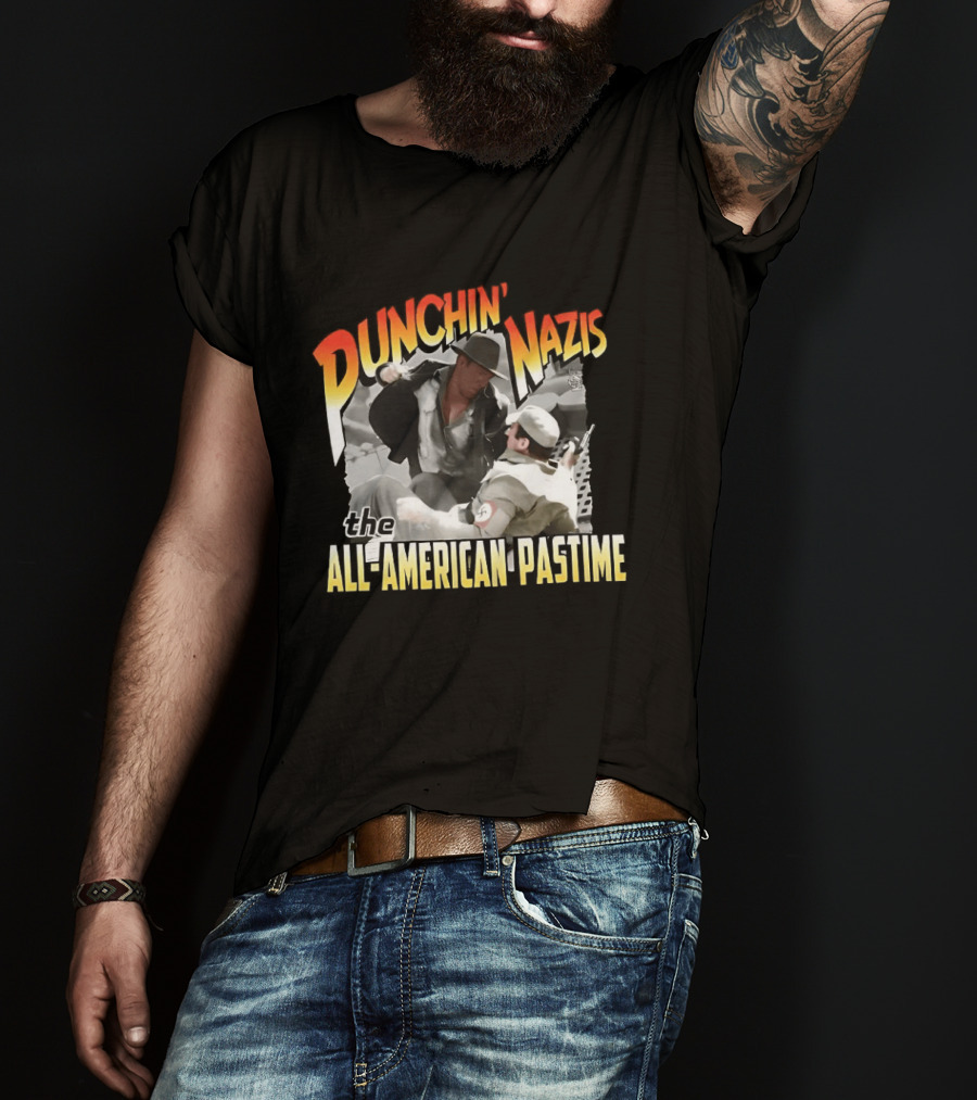 Punchin' Nazis The All American Pastime Vintage Action Scene T-Shirt