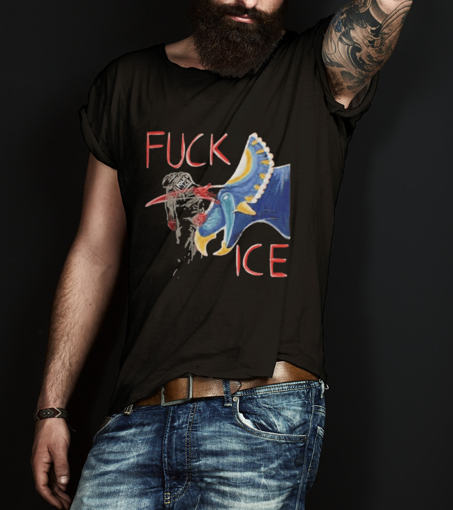 Torosaurus Fuck ICE Police Dinosaur T-Shirt