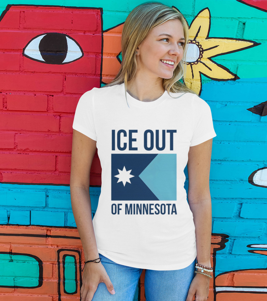 ICE Out Of Minnesota Star Flag T-Shirt