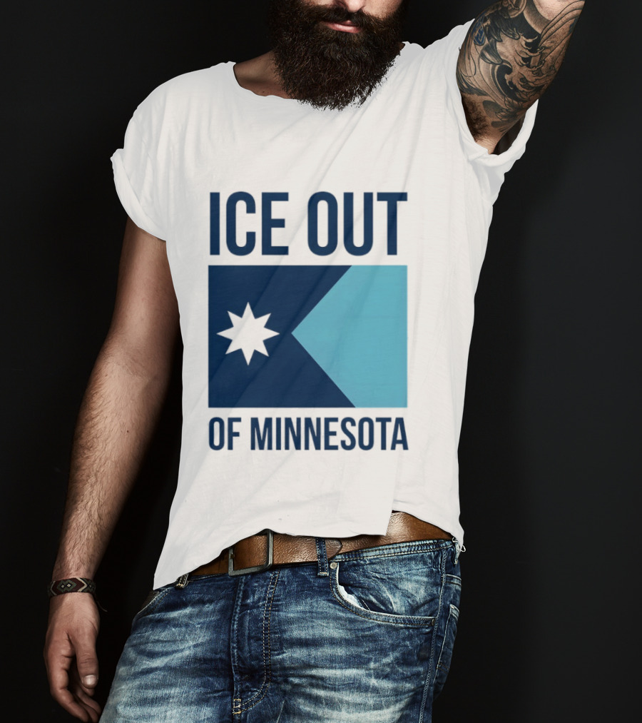 ICE Out Of Minnesota Star Flag T-Shirt