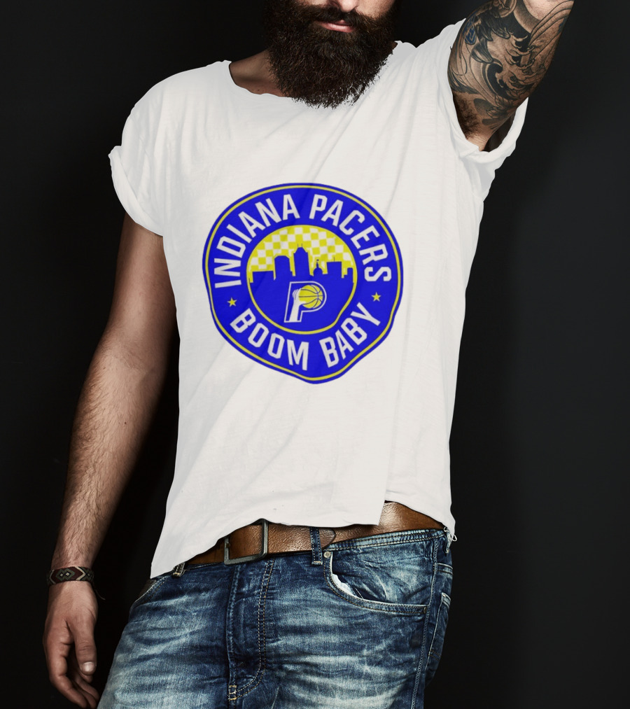 Indiana Pacers Boom Baby Skyline Basketball Team Circle T-Shirt
