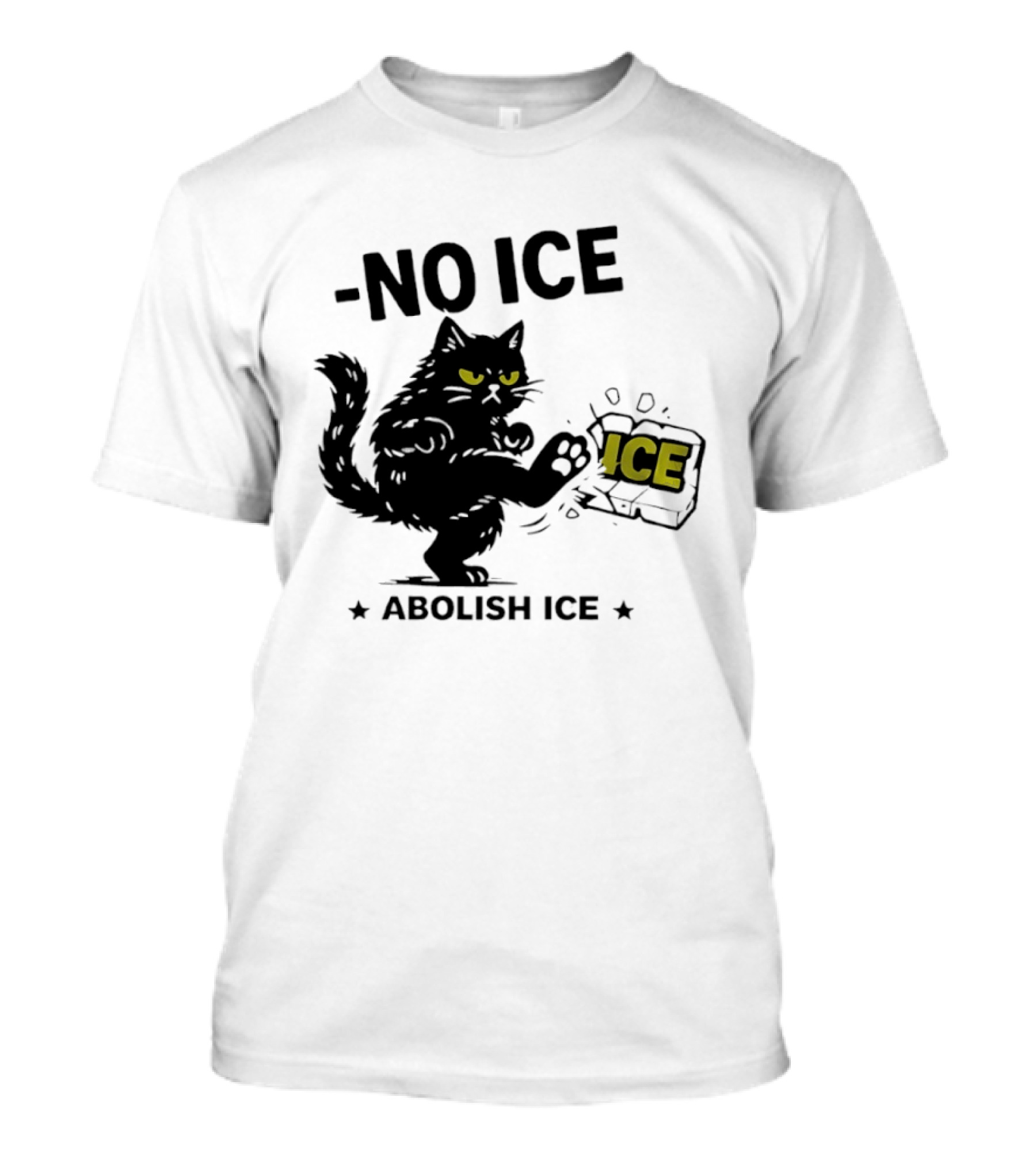 Black Cat No Ice Abolish ICE T-Shirt