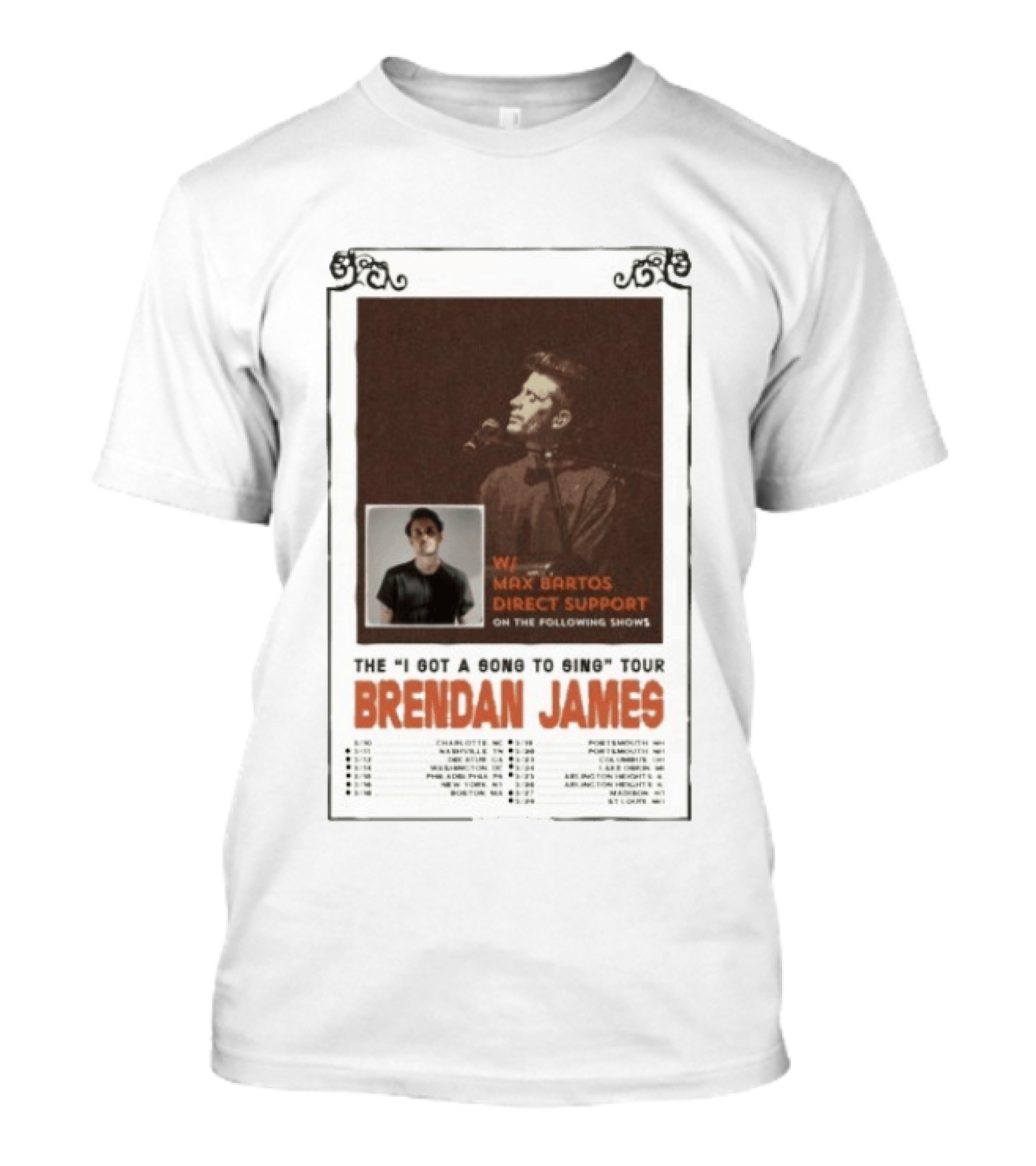Brendan James The I Got A Song To Sing Tour 2026 With Max Bartos Direct Support T-Shirt