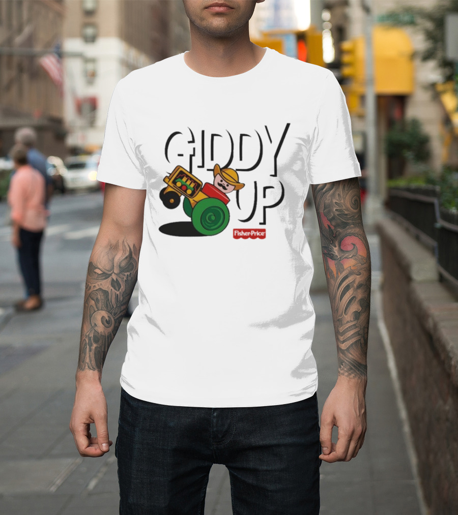 Giddy Up Fisher Price Cowboy On Tractor T-Shirt