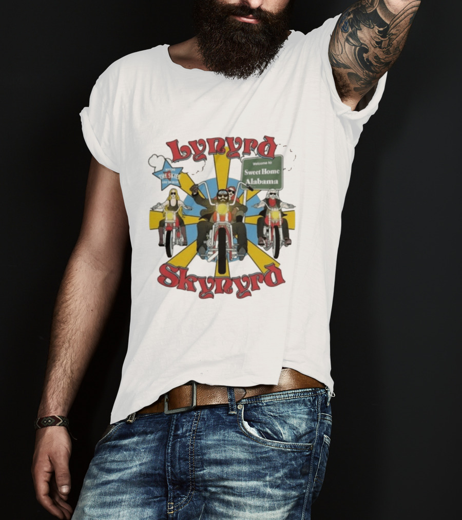 Lynyrd Skynyrd Road Trippin Welcome To Sweet Home Alabama Route 66 Biker Adventure T-Shirt