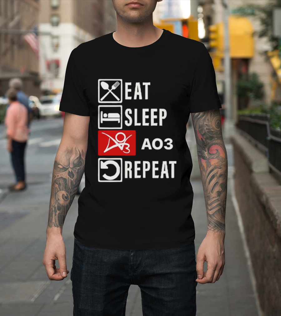 Eat Sleep AO3 Repeat Fanfiction Enthusiast Lifestyle T-Shirt