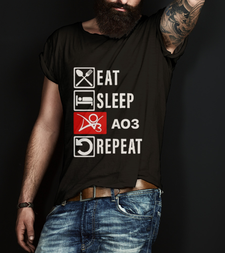 Eat Sleep AO3 Repeat Fanfiction Enthusiast Lifestyle T-Shirt