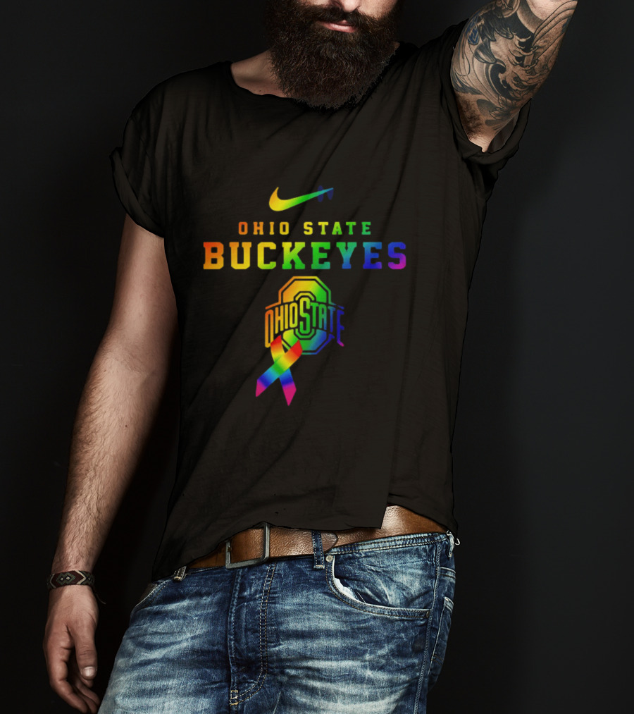Ohio State Buckeyes Rainbow Logo Fight Cancer In All T-Shirt