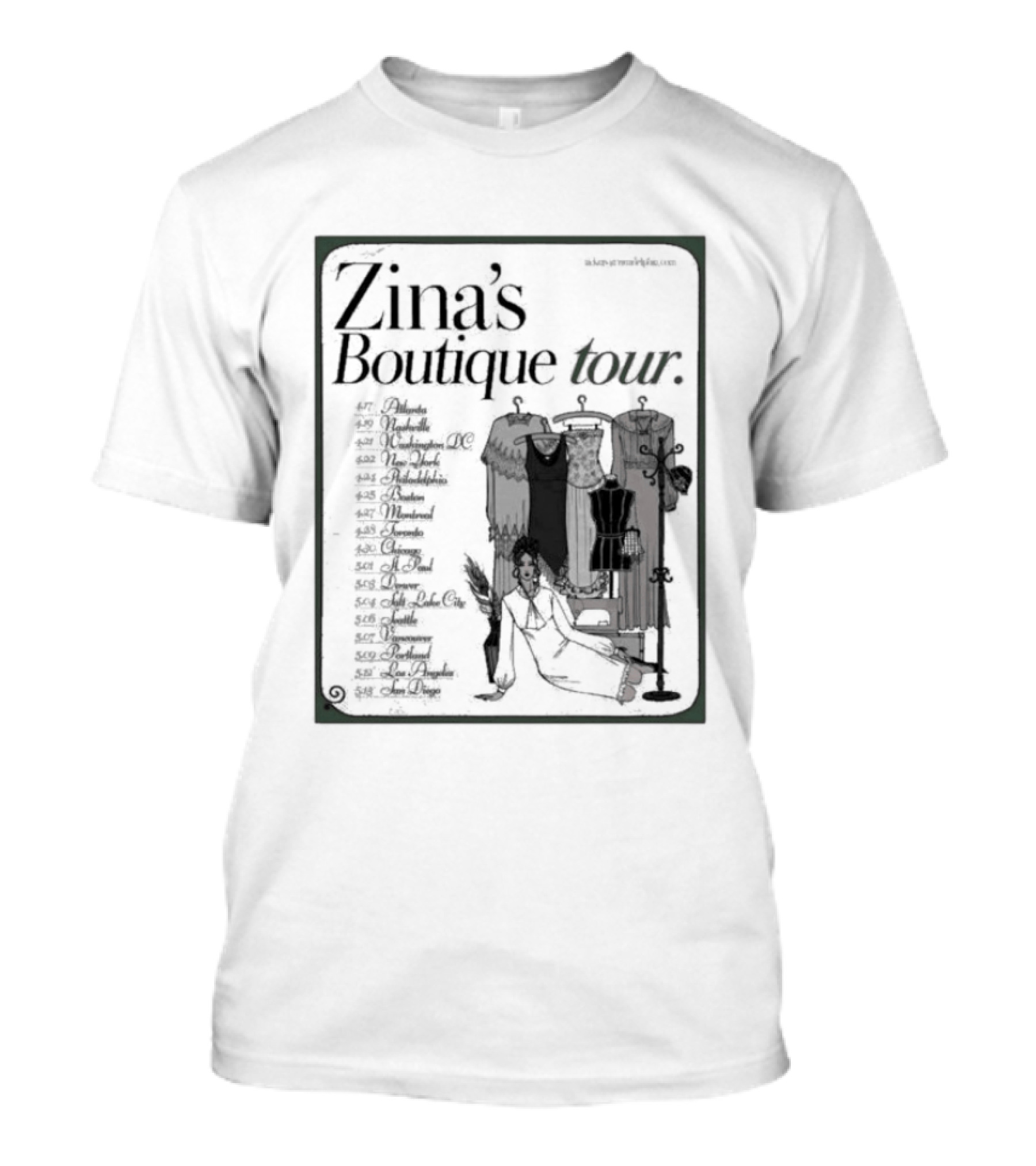 Zina's Boutique Tour Dates 2026 Fashion Collection T-Shirt