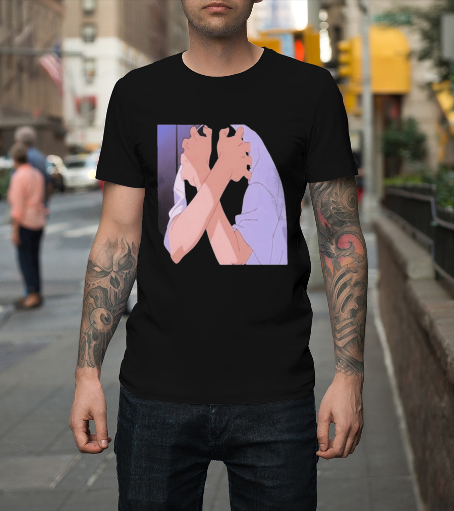 Ikari Shinji Sad Guy Clenched Hands Anime Scene T-Shirt