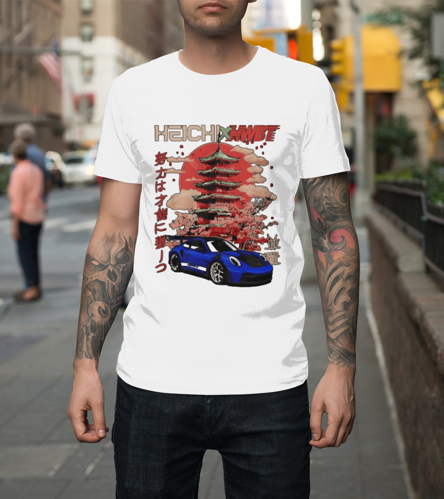 Haichi HWBT 2025 Pagoda Blue Sports Car Red Sun Japanese T-Shirt