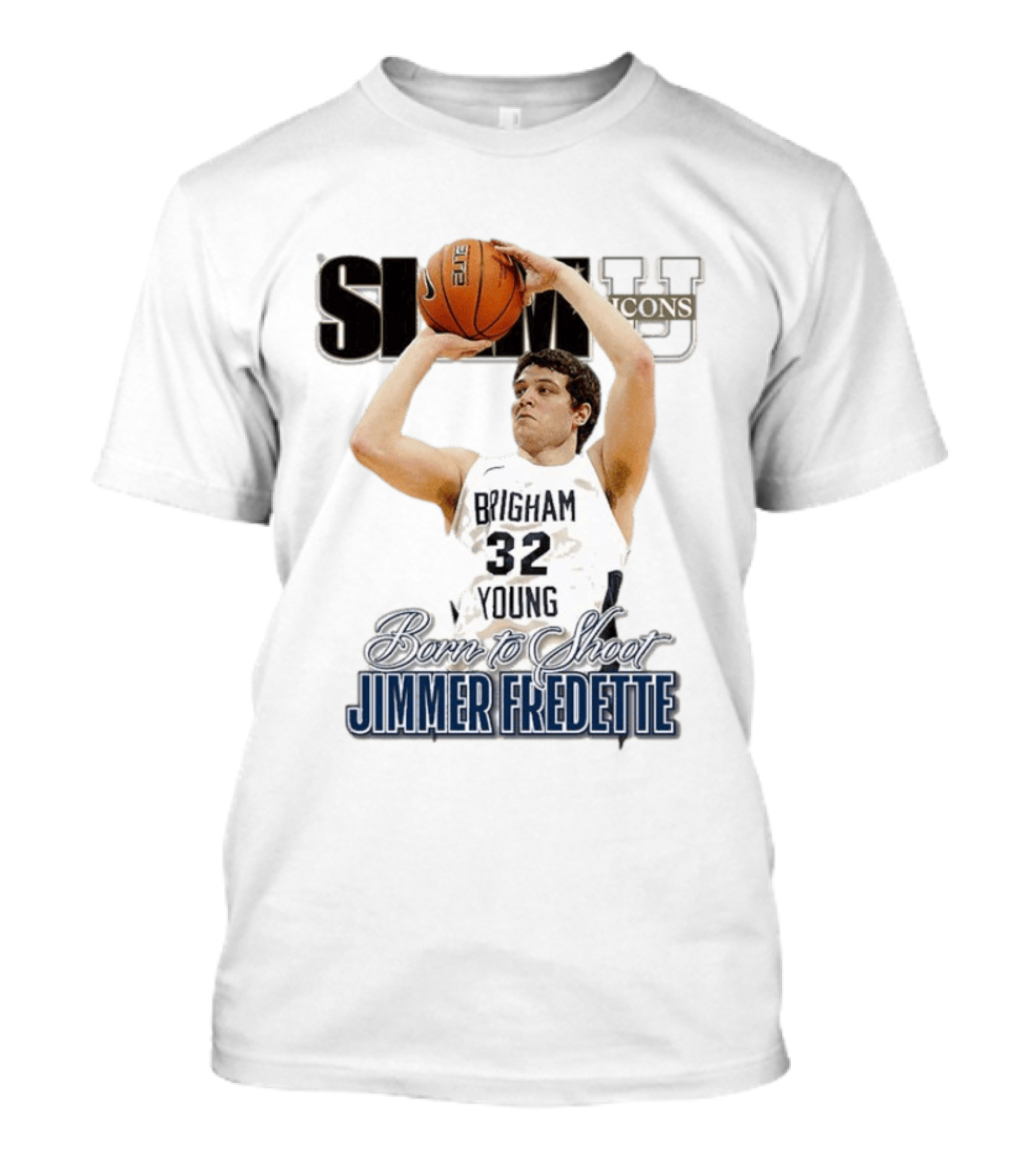 Slam U Icons Brigham Young 32 Born To Shoot Jimmer Fredette T-Shirt