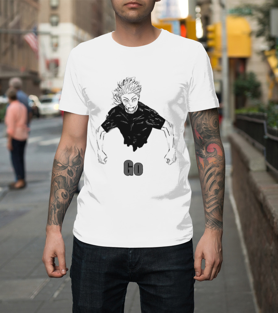 Satoru Gojo Half Body Go Meme Jujutsu Kaisen T-Shirt
