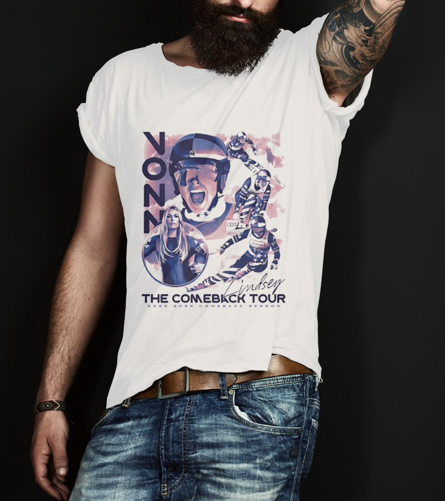 Lindsey Vonn The Comeback Tour 2025 2026 Comeback Season Alpine Skiing Adventure T-Shirt