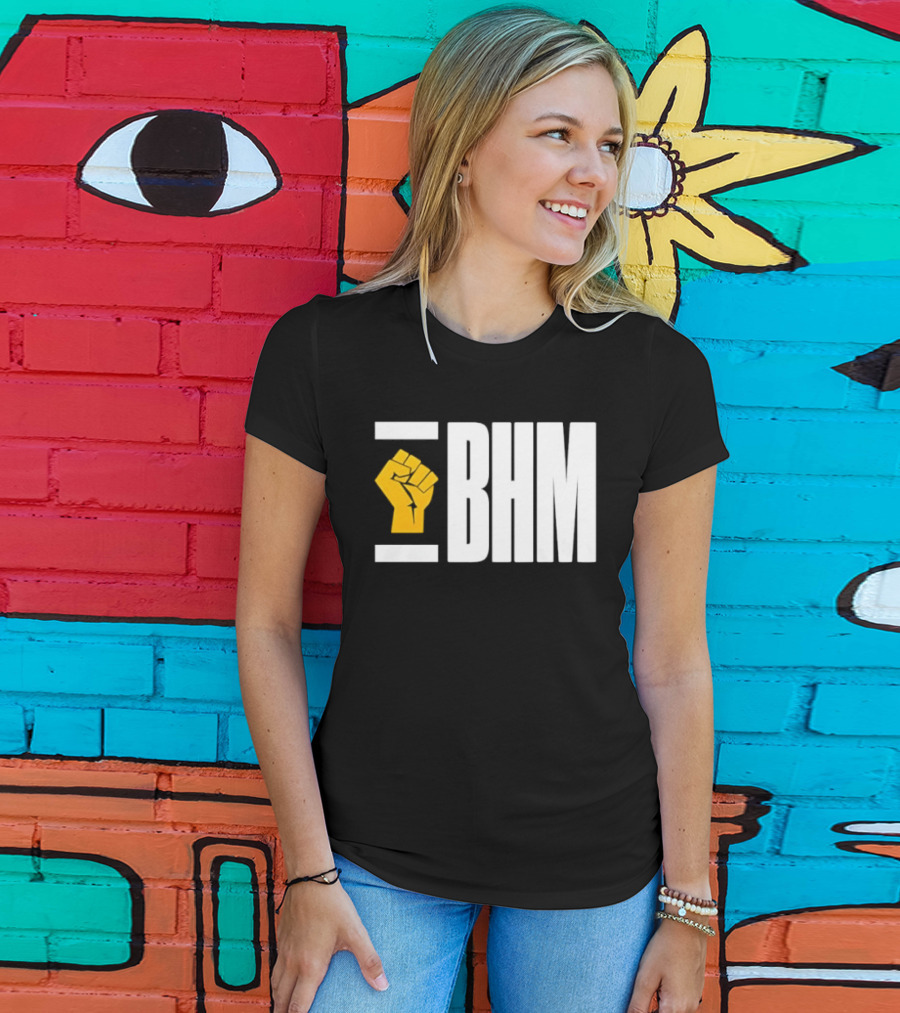 BHM Black History Month Yellow Raised Fist T-Shirt