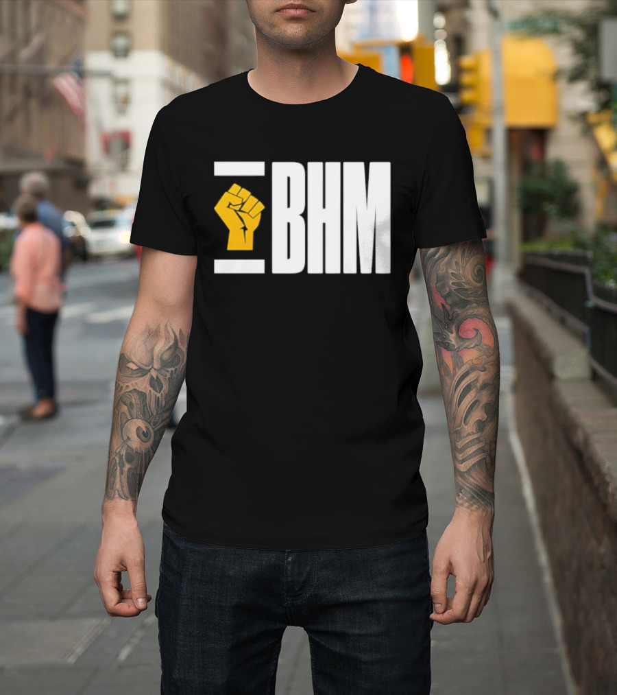 BHM Black History Month Yellow Raised Fist T-Shirt