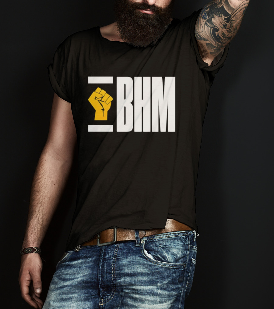 BHM Black History Month Yellow Raised Fist T-Shirt