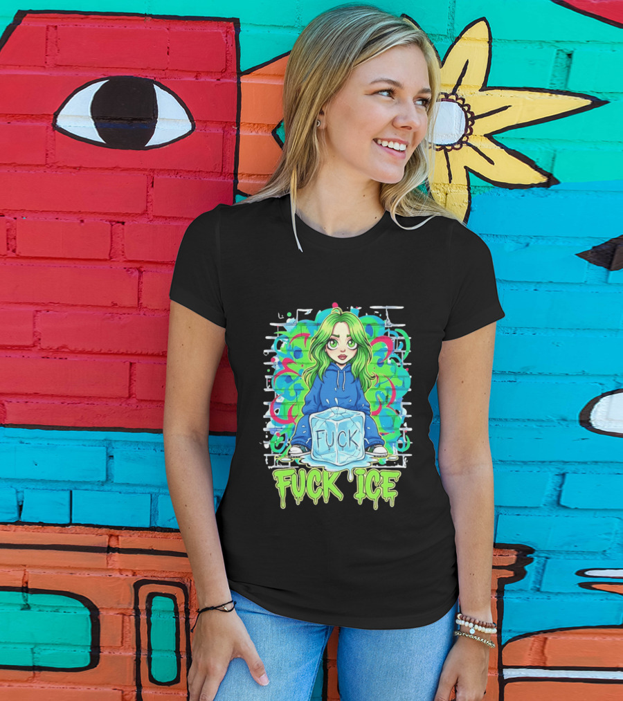 Billie Eilish Cartoon Fck Ice T-Shirt